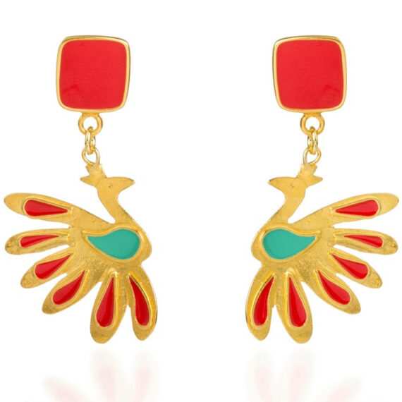 Peacock Enamel Earrings