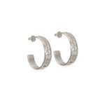 Silver Carved Flower Hoops