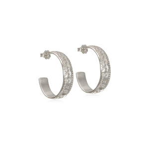 Silver Carved Flower Hoops