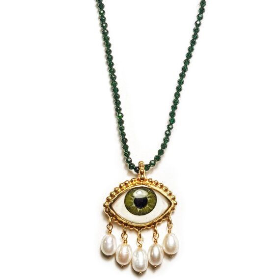 Green Agate Eye Necklace